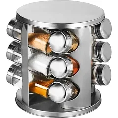 Porta temperos giratório inox 12 peças